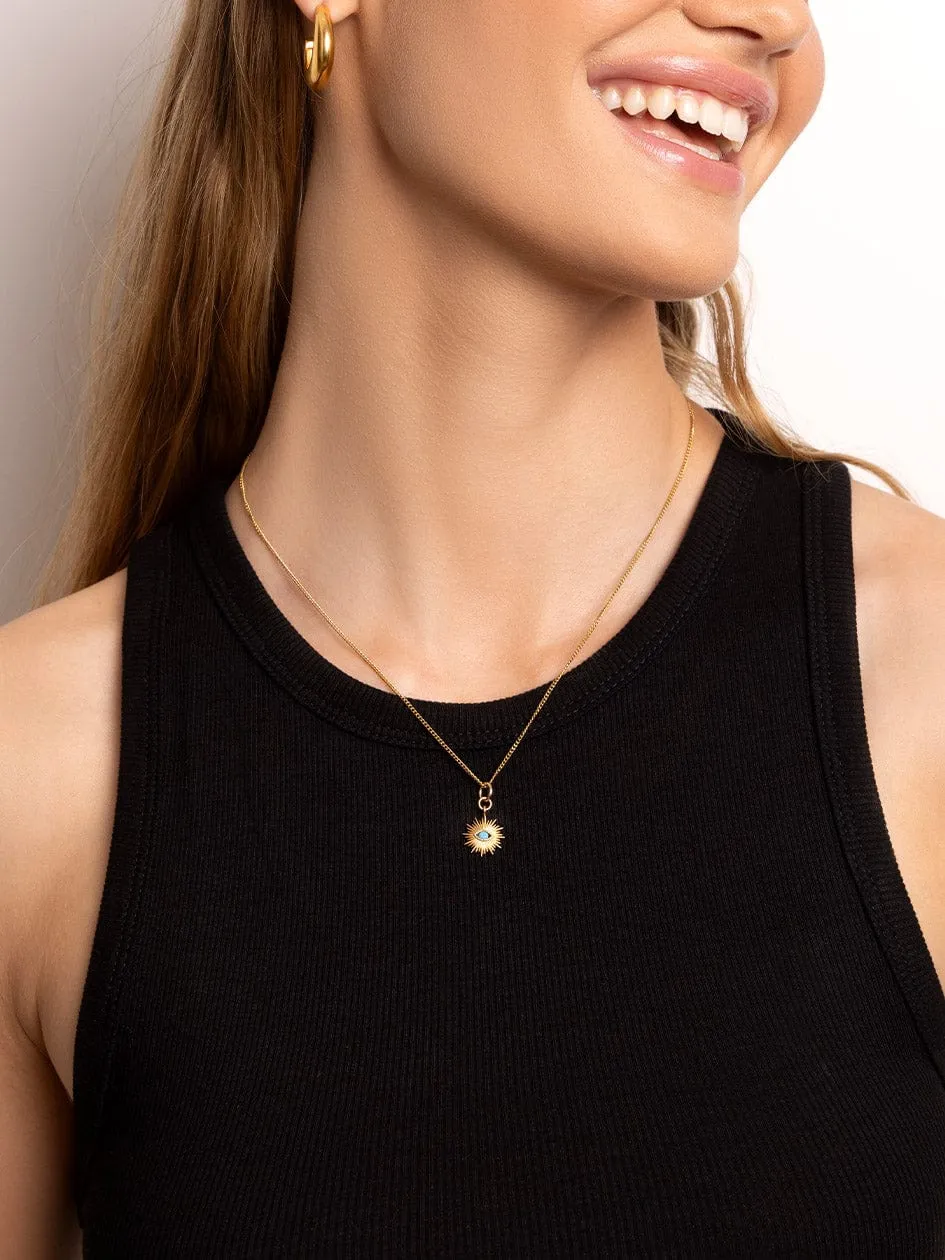 Gold Necklace with Mini Evil Eye Pendant