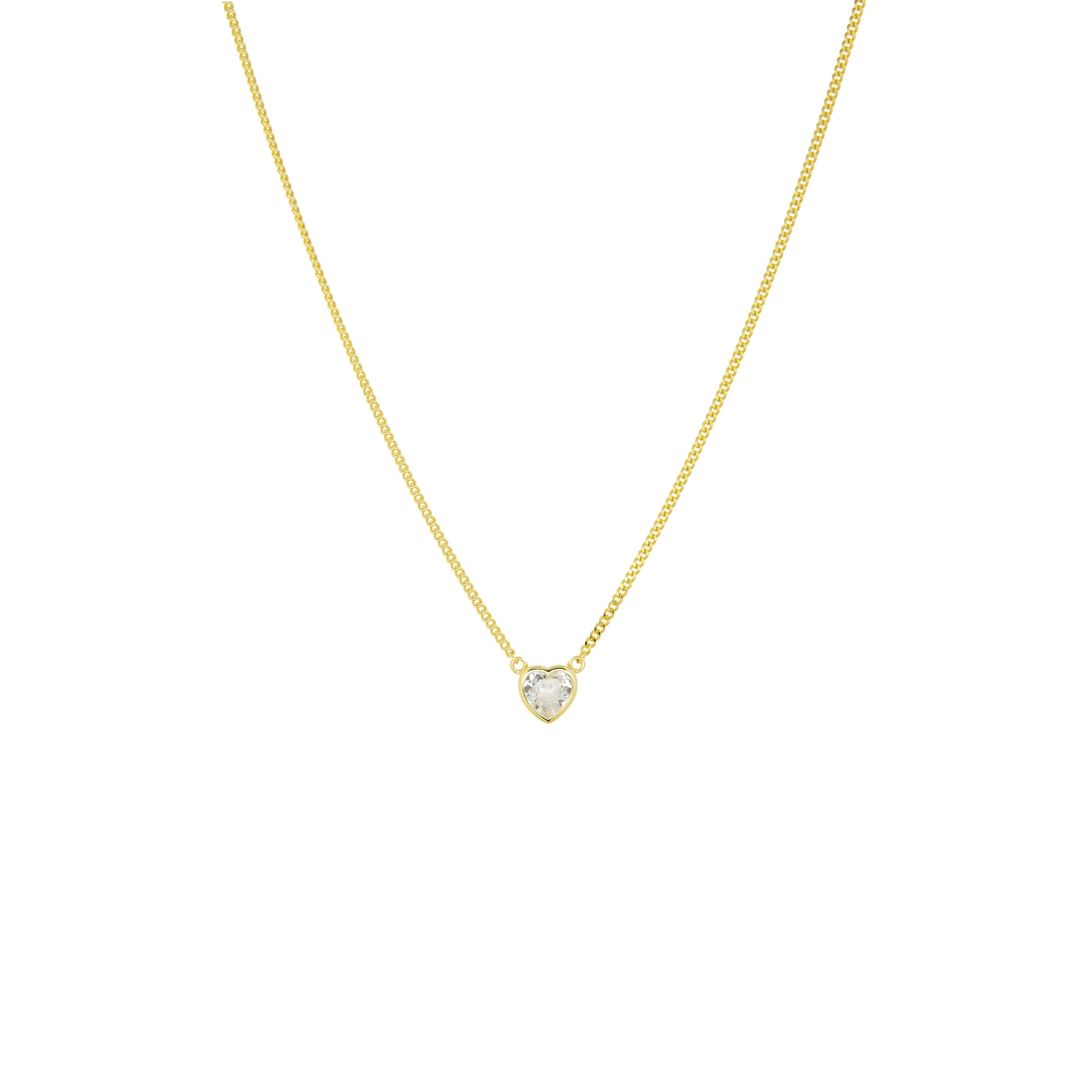 gold plated crystal heart necklace