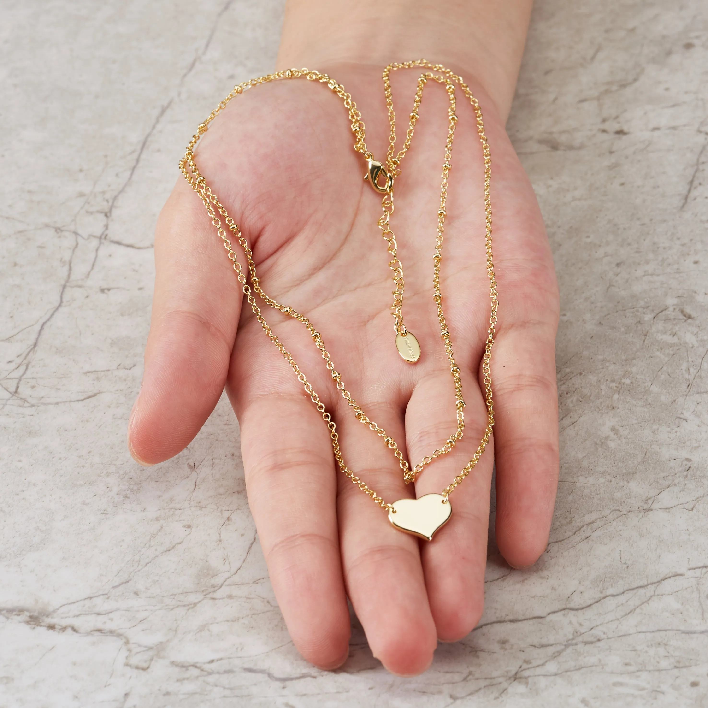 Gold Plated Double Layered Heart Necklace
