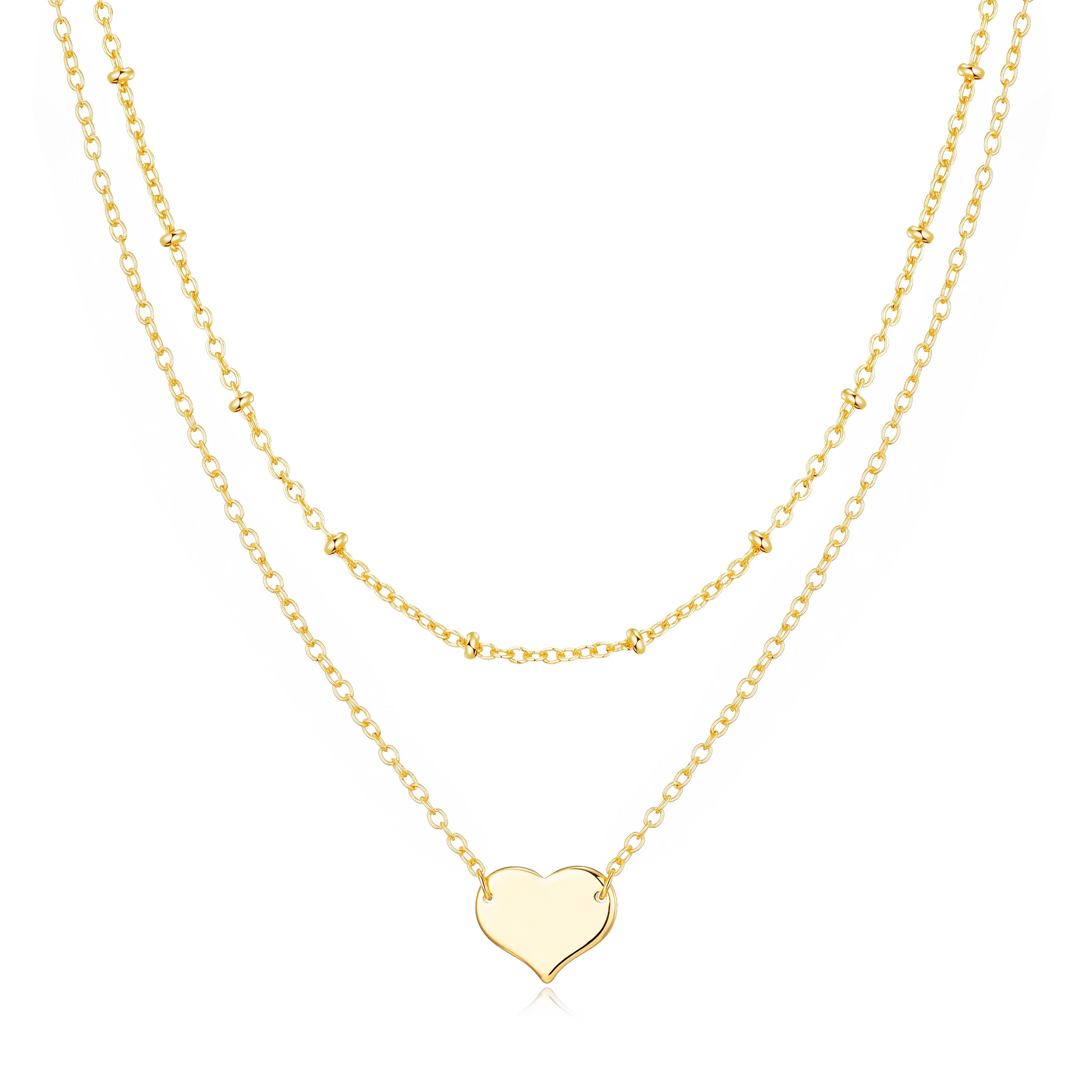 Gold Plated Double Layered Heart Necklace