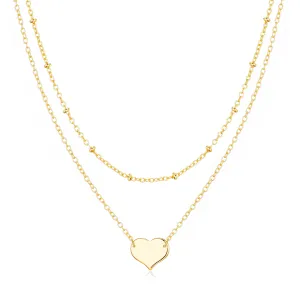 Gold Plated Double Layered Heart Necklace