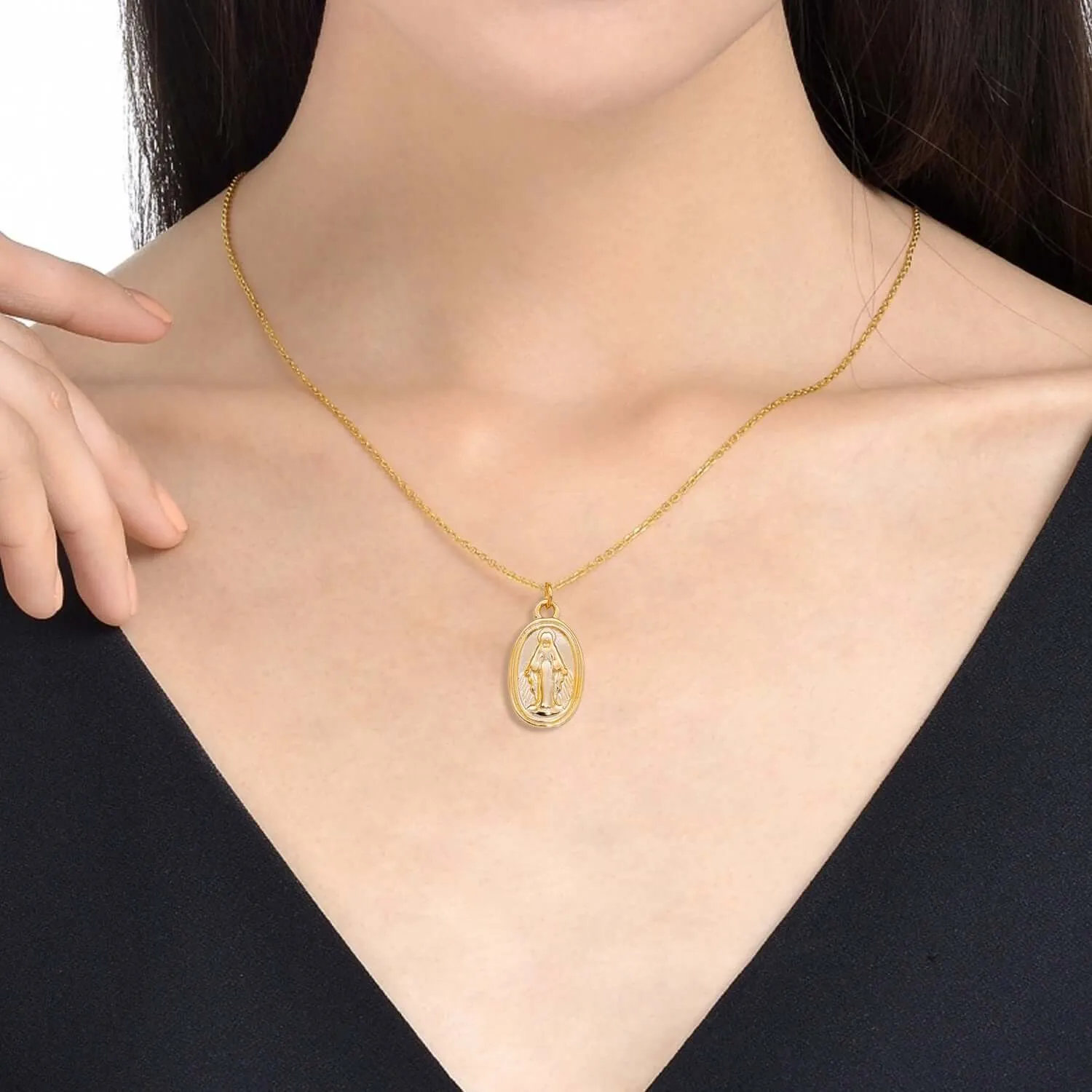 Gold Plated Sterling Silver Virgin Mary Lady of Guadalupe Virgencita Necklace