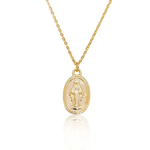 Gold Plated Sterling Silver Virgin Mary Lady of Guadalupe Virgencita Necklace