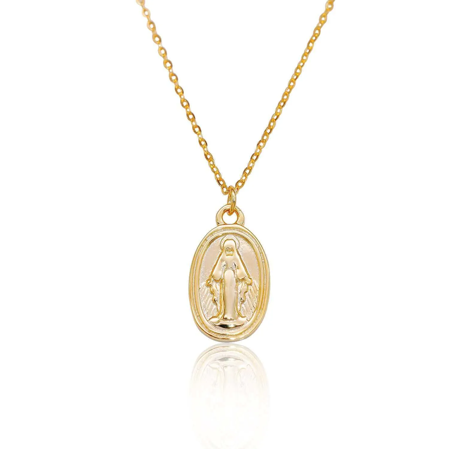 Gold Plated Sterling Silver Virgin Mary Lady of Guadalupe Virgencita Necklace