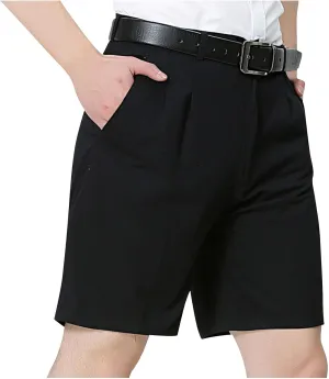 Golf Chino Shorts for Men Pleated Front Work Loose-Fit Solid Dress Shorts Lightweight Cotton Classic Short Pants
