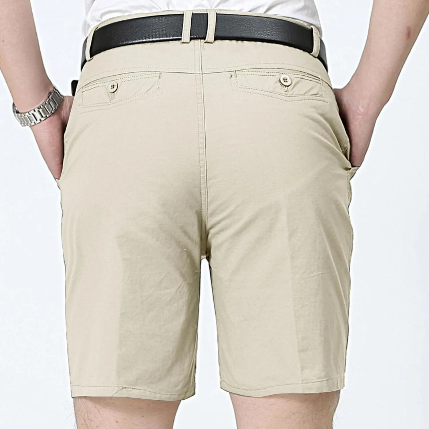 Golf Chino Shorts for Men Pleated Front Work Loose-Fit Solid Dress Shorts Lightweight Cotton Classic Short Pants