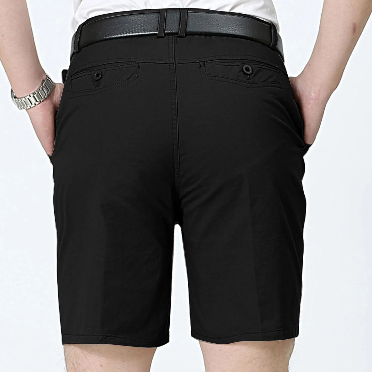 Golf Chino Shorts for Men Pleated Front Work Loose-Fit Solid Dress Shorts Lightweight Cotton Classic Short Pants