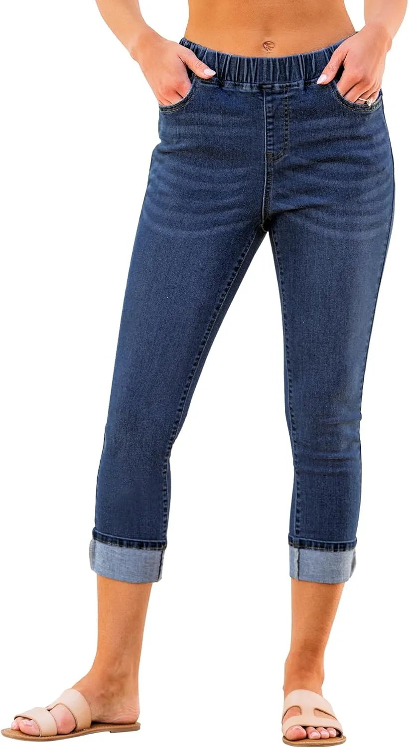 GRAPENT Pull On Jeans for Women High Waisted Skinny Capri Pants Trendy Stretch Denim Cropped Jeans Crop Jeggings Capris