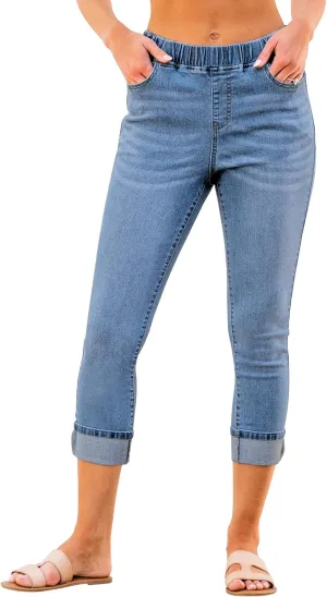 GRAPENT Pull On Jeans for Women High Waisted Skinny Capri Pants Trendy Stretch Denim Cropped Jeans Crop Jeggings Capris