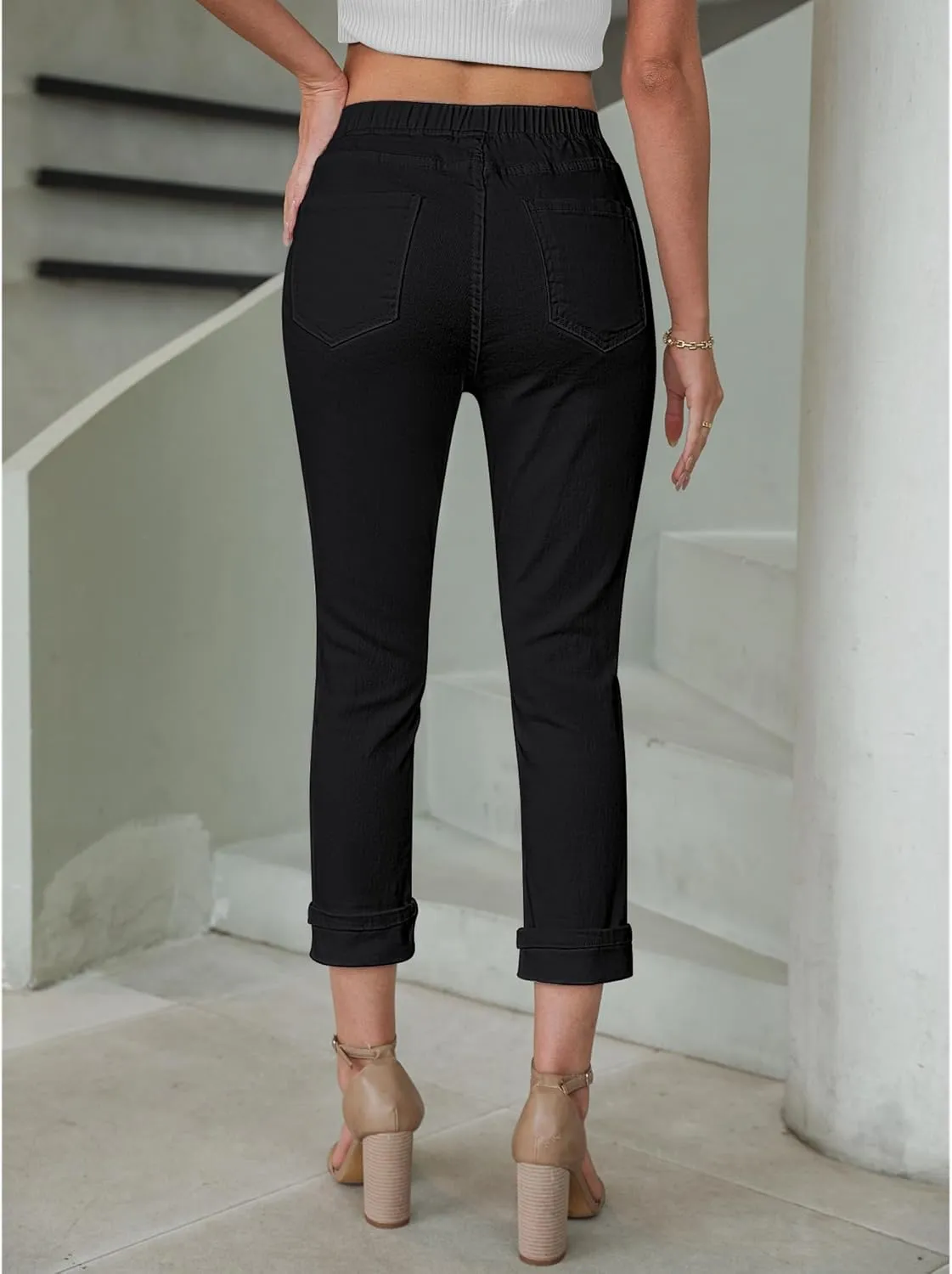 GRAPENT Pull On Jeans for Women High Waisted Skinny Capri Pants Trendy Stretch Denim Cropped Jeans Crop Jeggings Capris
