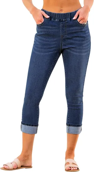 GRAPENT Pull On Jeans for Women High Waisted Skinny Capri Pants Trendy Stretch Denim Cropped Jeans Crop Jeggings Capris