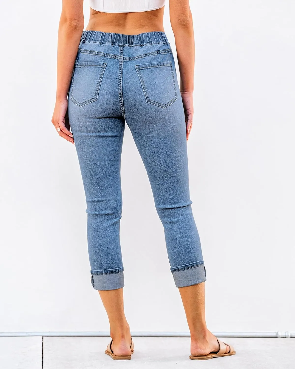 GRAPENT Pull On Jeans for Women High Waisted Skinny Capri Pants Trendy Stretch Denim Cropped Jeans Crop Jeggings Capris