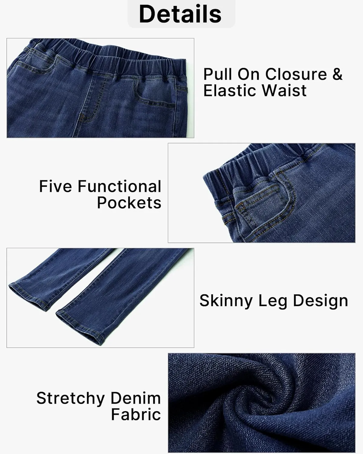 GRAPENT Pull On Jeans for Women High Waisted Skinny Capri Pants Trendy Stretch Denim Cropped Jeans Crop Jeggings Capris
