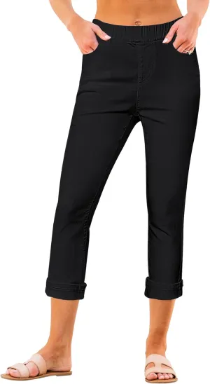 GRAPENT Pull On Jeans for Women High Waisted Skinny Capri Pants Trendy Stretch Denim Cropped Jeans Crop Jeggings Capris