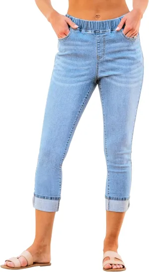 GRAPENT Pull On Jeans for Women High Waisted Skinny Capri Pants Trendy Stretch Denim Cropped Jeans Crop Jeggings Capris
