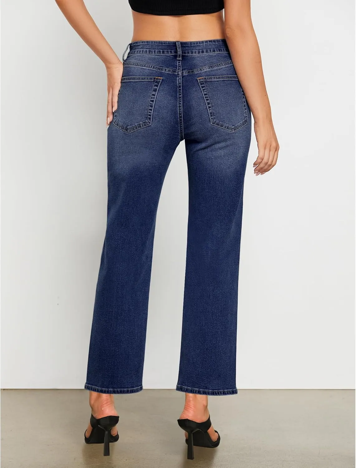 GRAPENT Straight Leg Jeans for Women High Waisted Trendy Ankle Length Forward Seams Stretchy Denim Pants Baggy Jeans