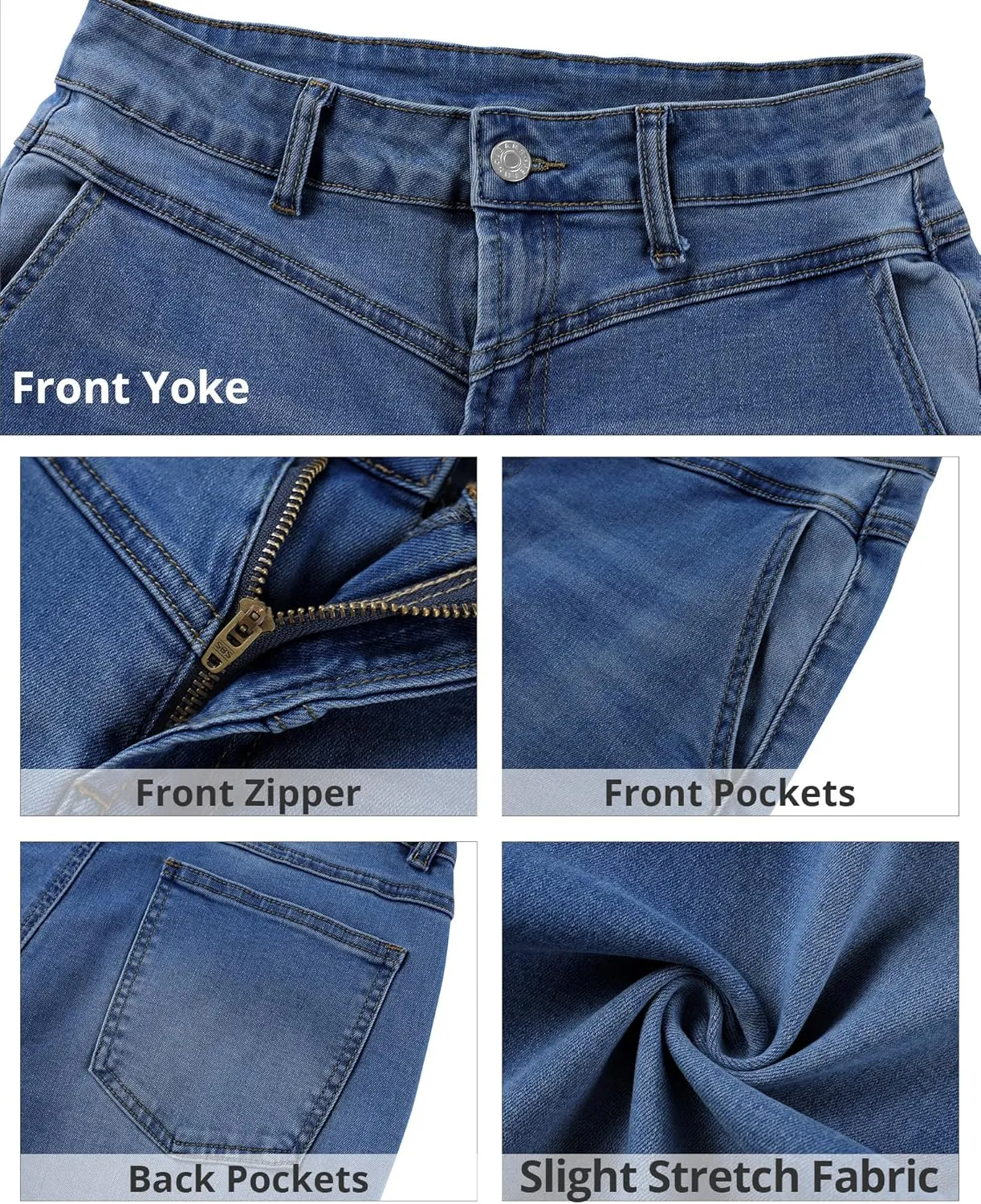 GRAPENT Wide Leg Jeans for Women Trendy Cropped High Waisted Front Yoke Casual Stretchy Denim Trousers Ankle Pants Jeans
