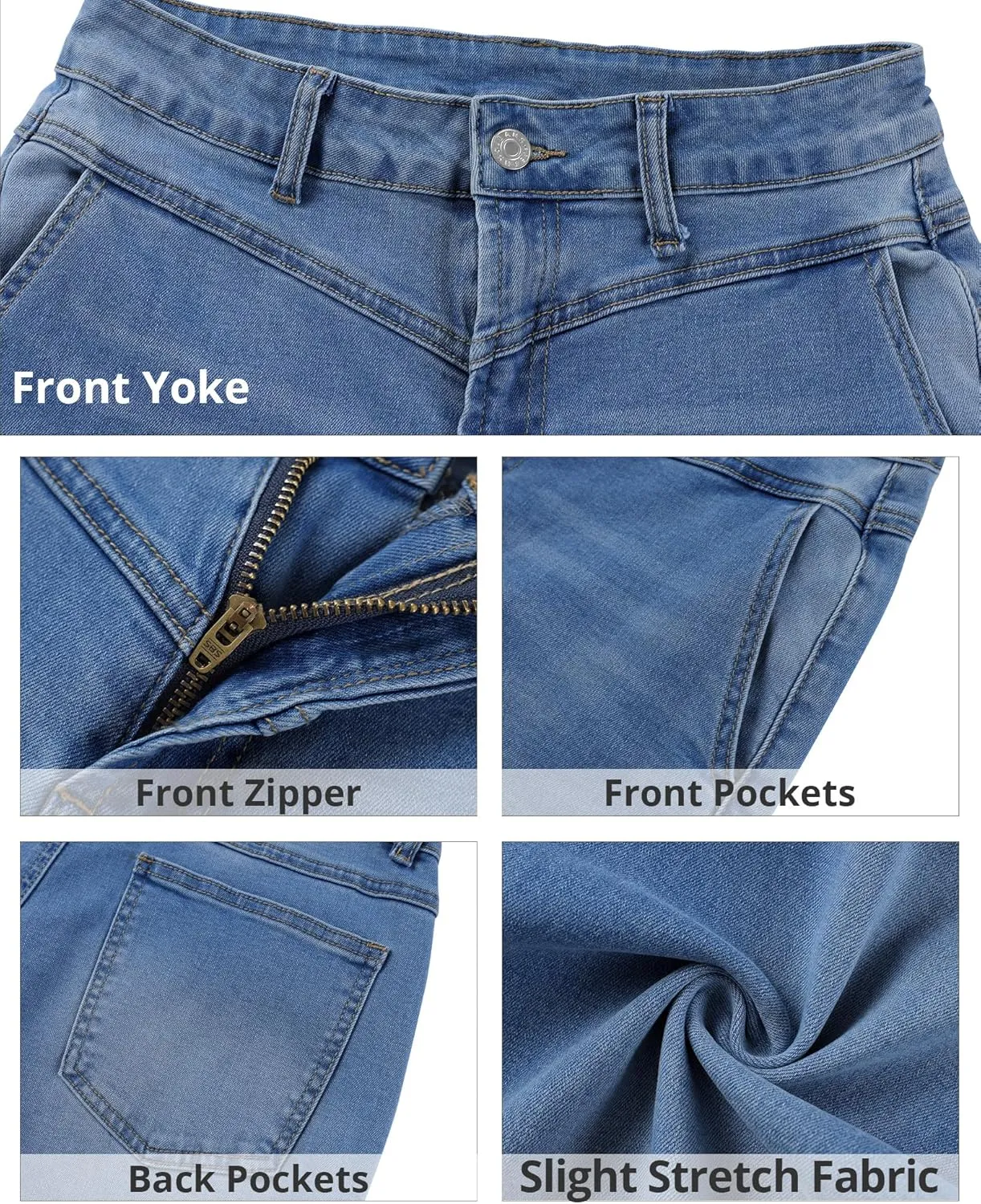 GRAPENT Wide Leg Jeans for Women Trendy Cropped High Waisted Front Yoke Casual Stretchy Denim Trousers Ankle Pants Jeans