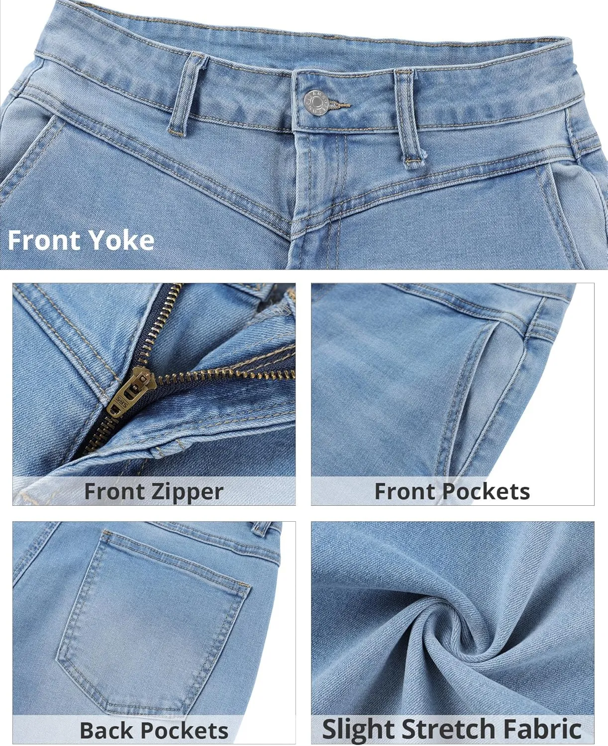 GRAPENT Wide Leg Jeans for Women Trendy Cropped High Waisted Front Yoke Casual Stretchy Denim Trousers Ankle Pants Jeans