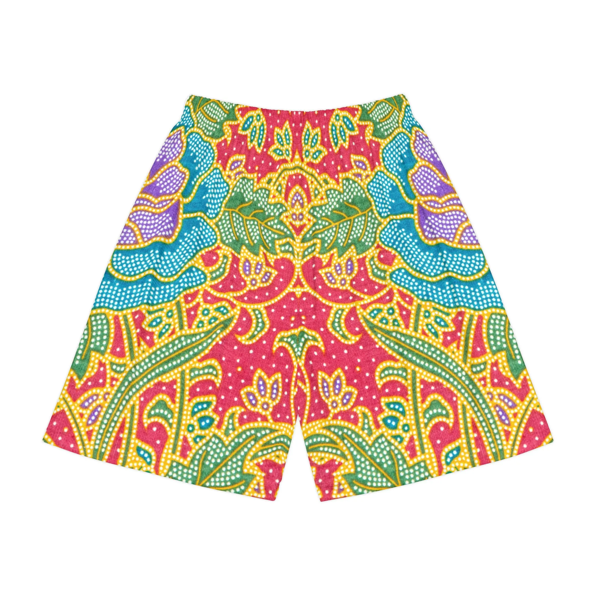 Green and red flowers - Inovax Men’s Sports Shorts