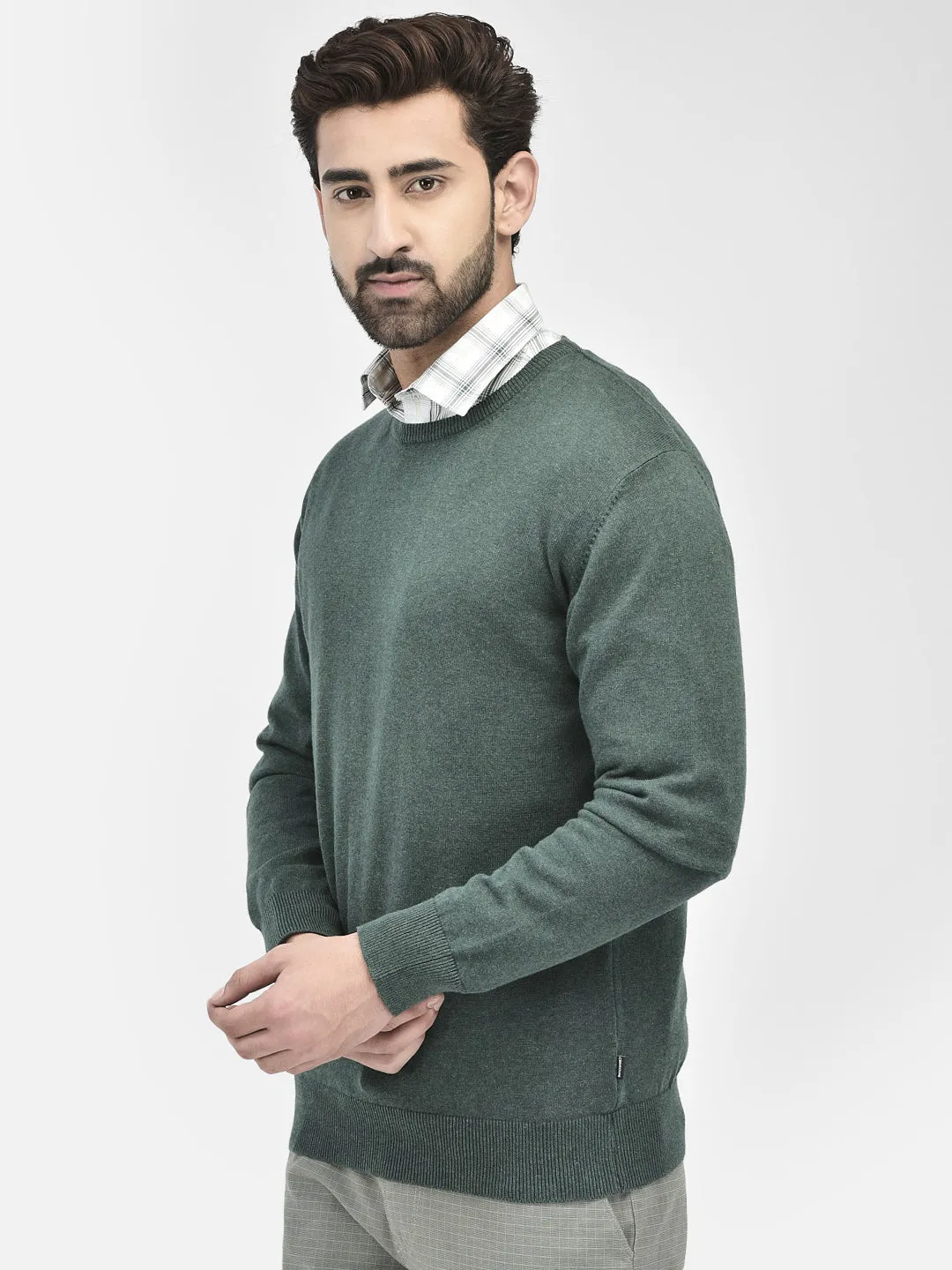 Green Plain Sweaters