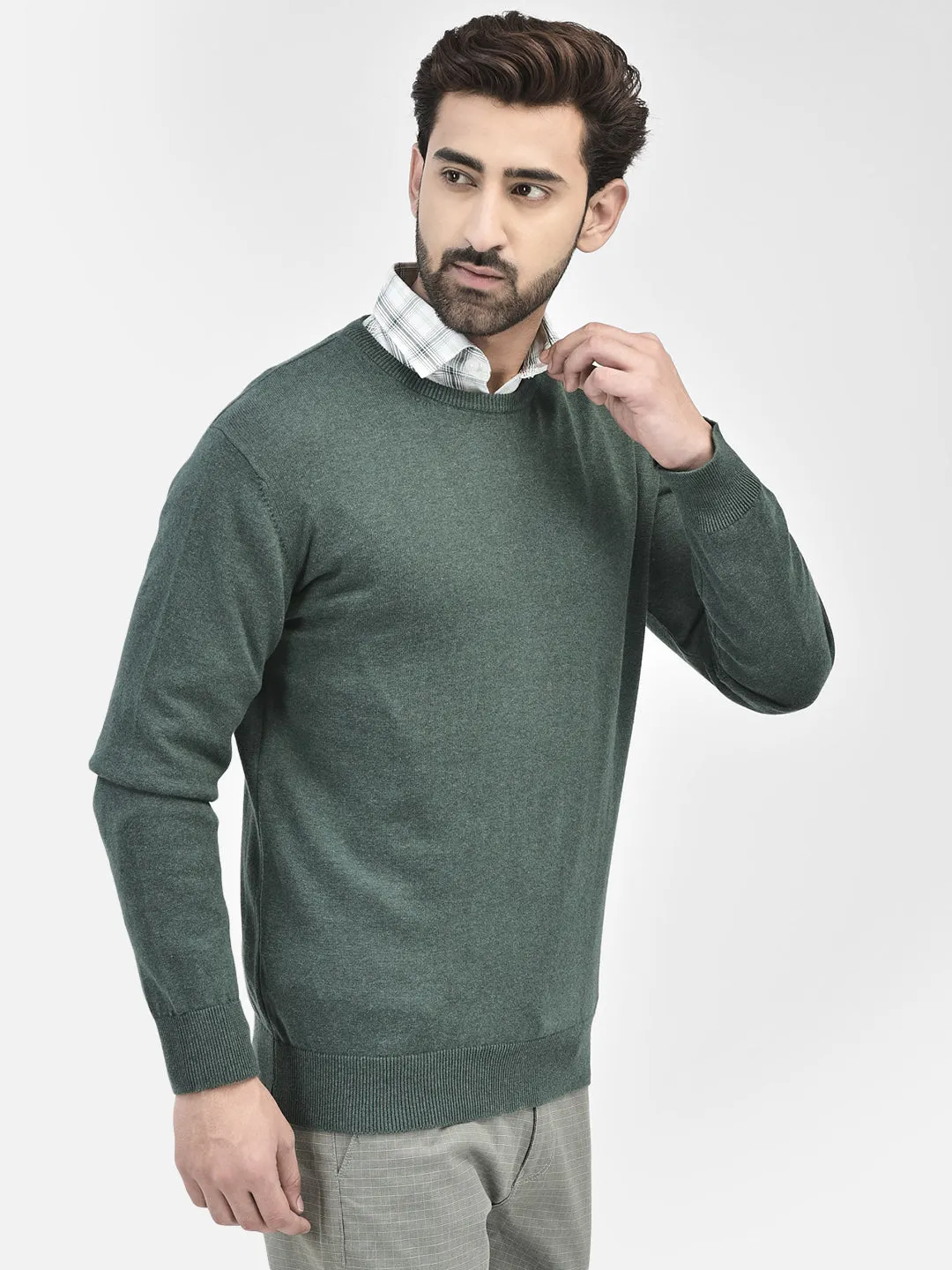 Green Plain Sweaters