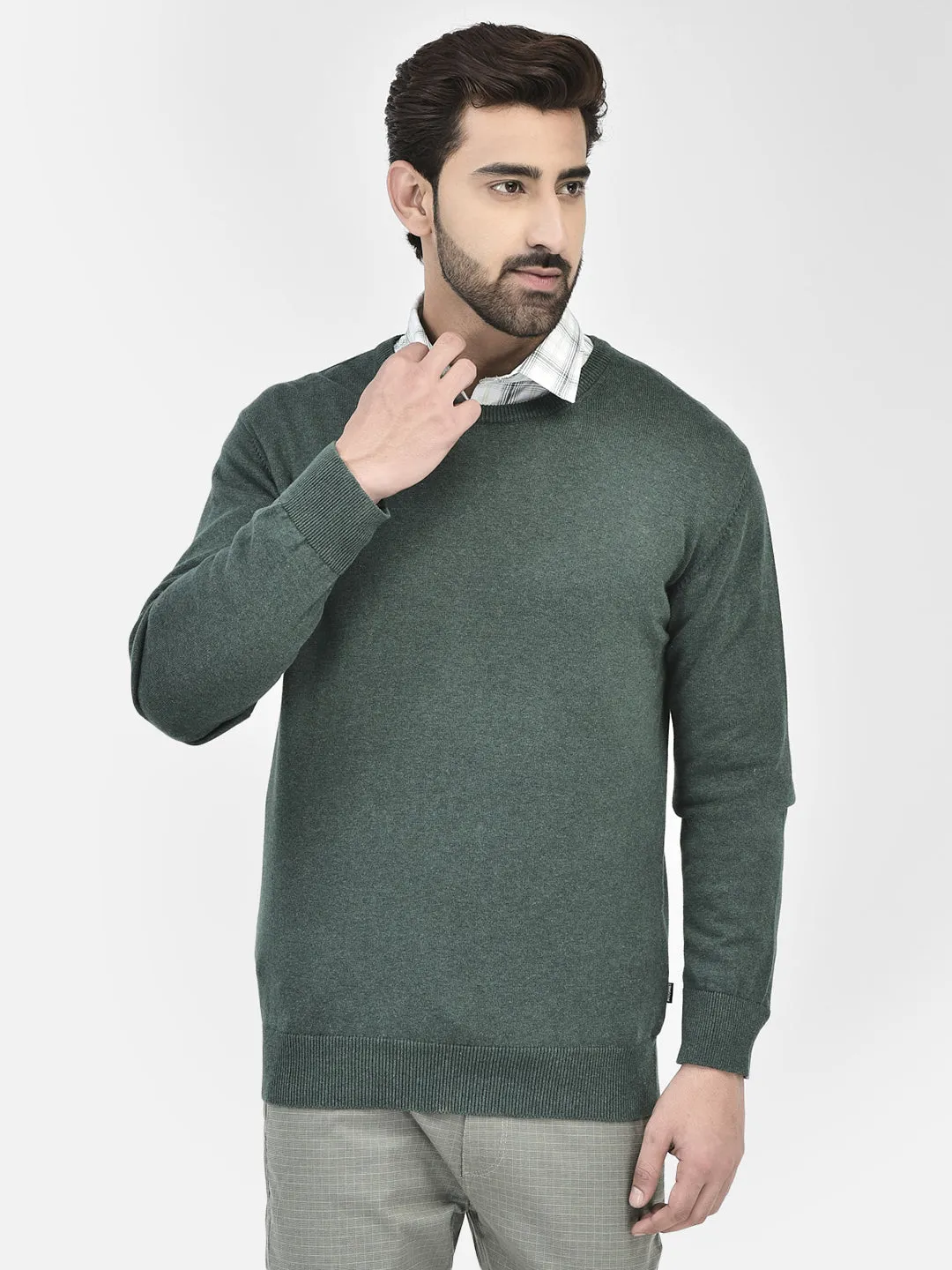 Green Plain Sweaters