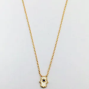 Hamsa Hand Enamel Fine Chain Necklace