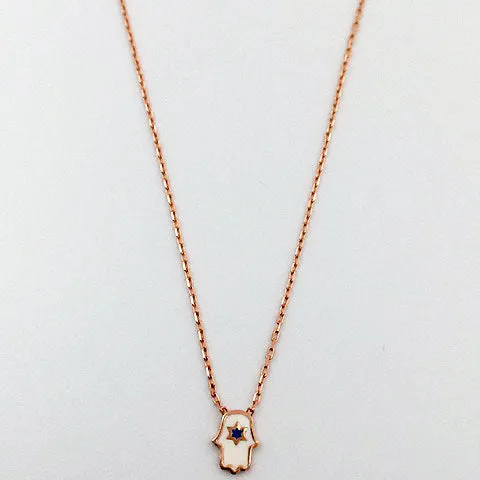 Hamsa Hand Enamel Fine Chain Necklace