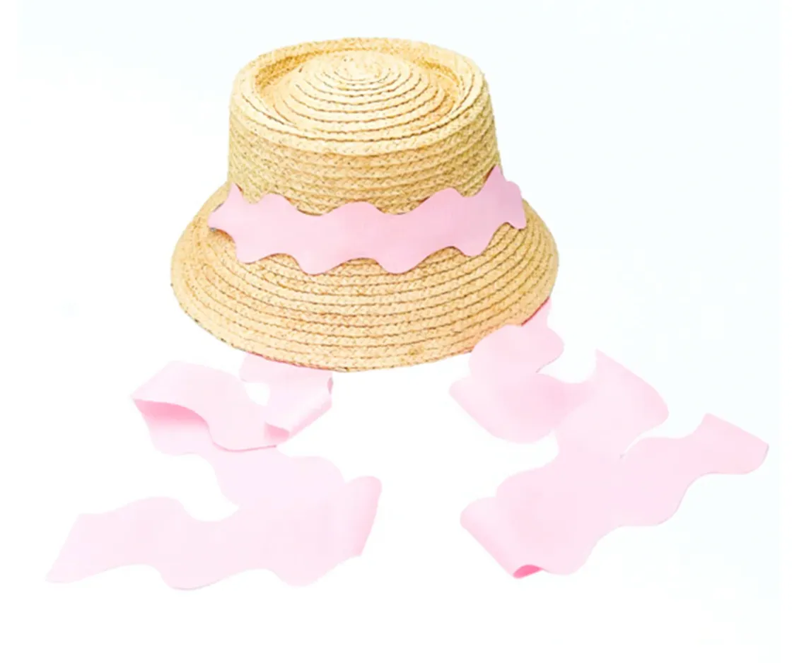 Harbor Hat with Pink Scalloped Ribbon (Girls)
