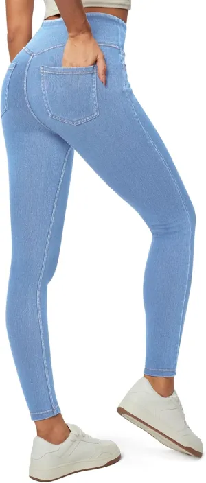 Heathyoga Jeggings for Women Tummy Control Skinny Stretchy Jeans for Women High Waist Pull on Jeans Leggings with Pockets