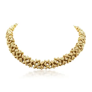 Heavyweight X Design 17" Necklace - 18ct Yellow Gold