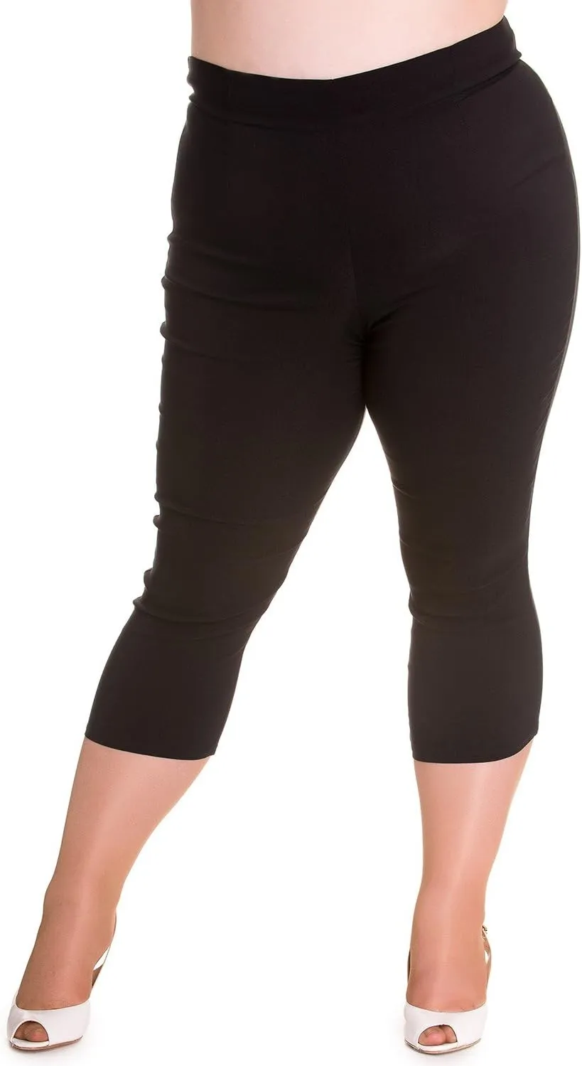 Hell Bunny Tina Capris Black Pants Pedal Pushers Rockabilly Retro Inspired