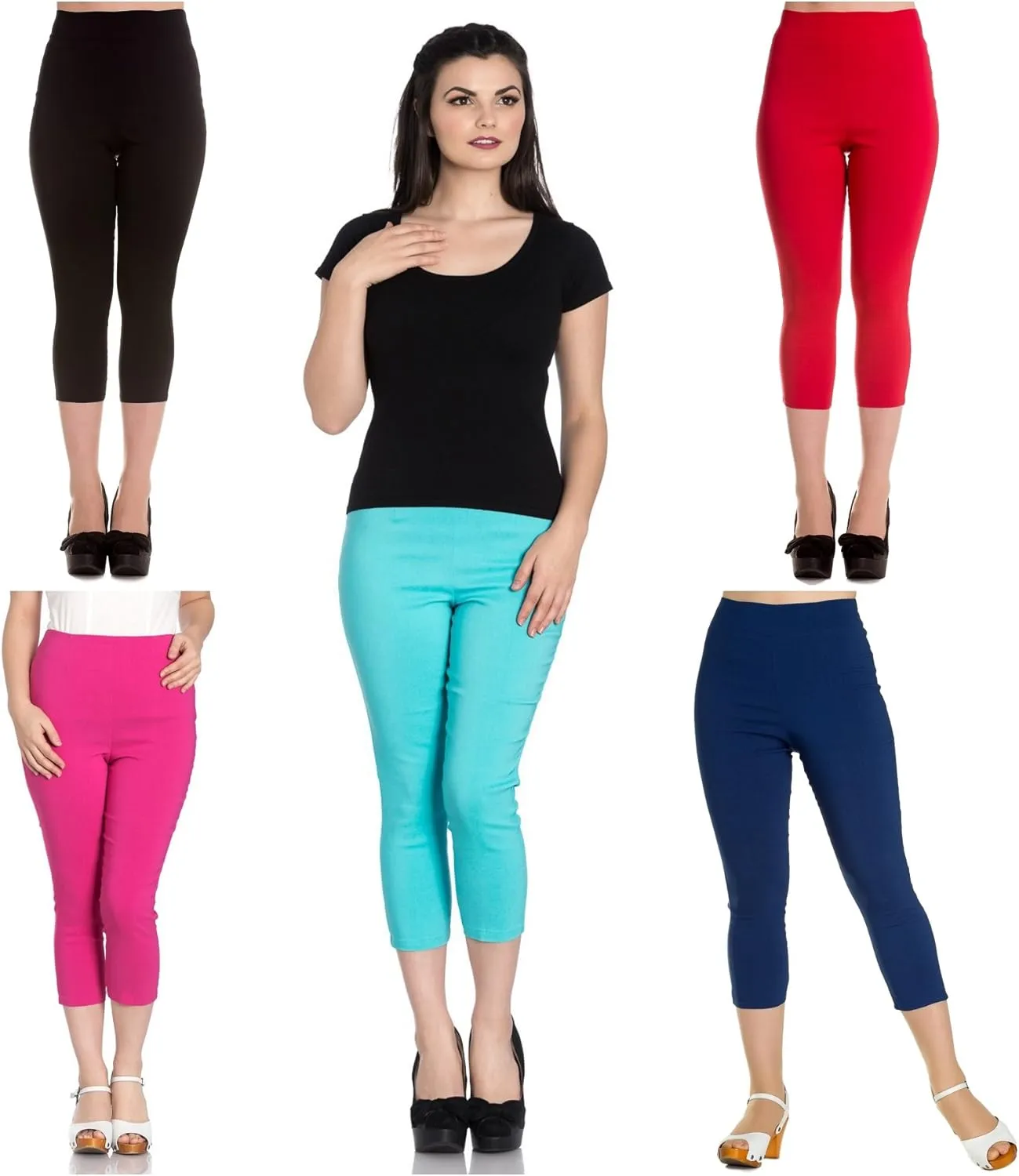 Hell Bunny Tina Capris Black Pants Pedal Pushers Rockabilly Retro Inspired
