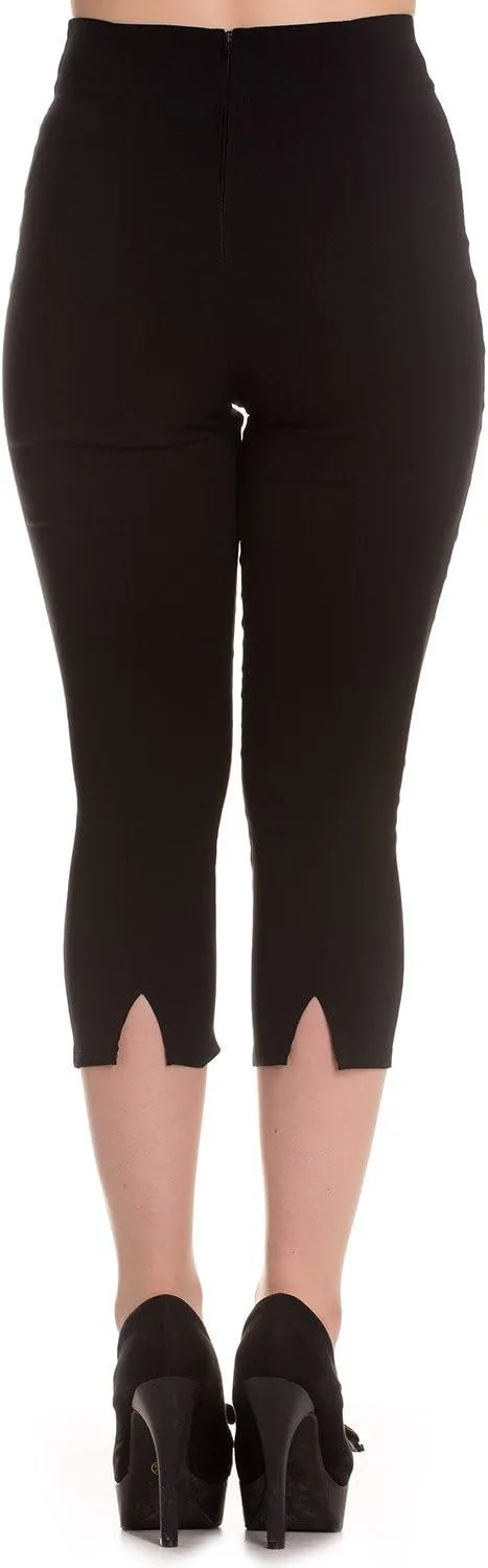 Hell Bunny Tina Capris Black Pants Pedal Pushers Rockabilly Retro Inspired