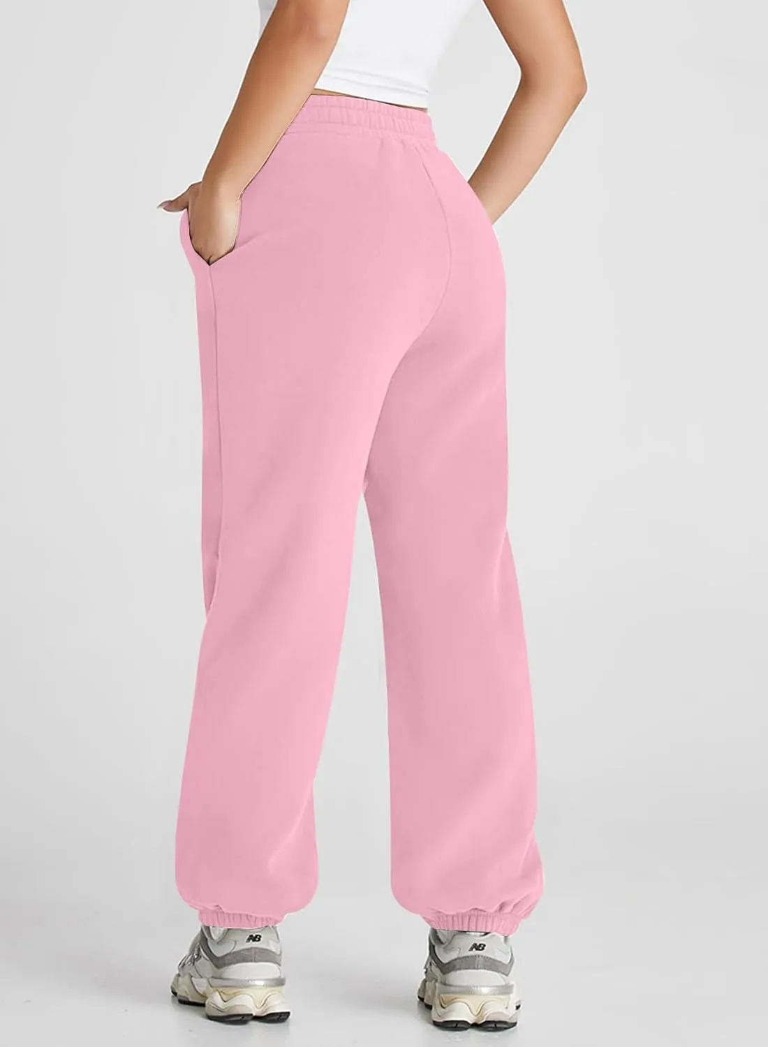 Herseas Women's V Crossover Waist Sweatpants Baggy Y2K Jogger Pants Wide Leg Fleeced Lounge Pants