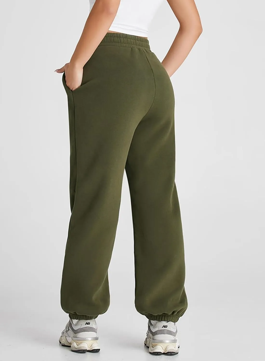 Herseas Women's V Crossover Waist Sweatpants Baggy Y2K Jogger Pants Wide Leg Fleeced Lounge Pants