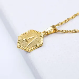 Hexagon Initial Necklace