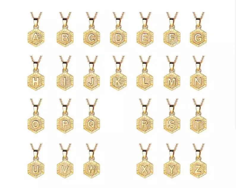 Hexagon Initial Necklace