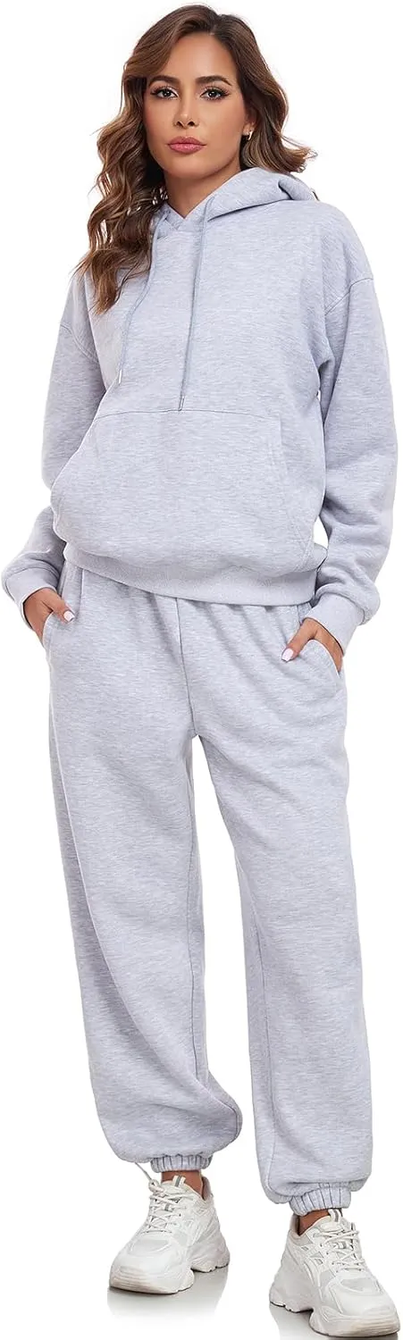HOTIAN Womens 2 Piece Outfits Sweatsuit Oversized Hoodie Sweatshirt and Joggers Sweatpants Sets Tracksuit