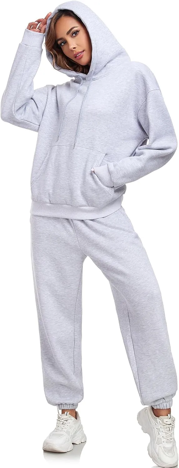 HOTIAN Womens 2 Piece Outfits Sweatsuit Oversized Hoodie Sweatshirt and Joggers Sweatpants Sets Tracksuit