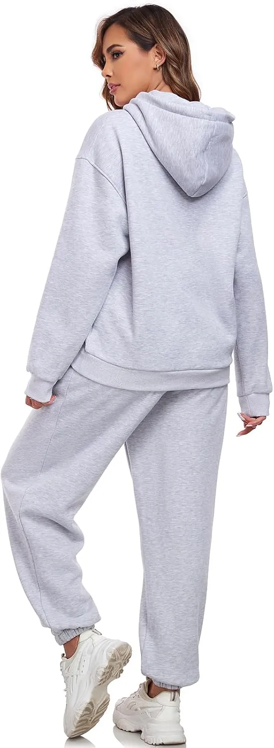 HOTIAN Womens 2 Piece Outfits Sweatsuit Oversized Hoodie Sweatshirt and Joggers Sweatpants Sets Tracksuit
