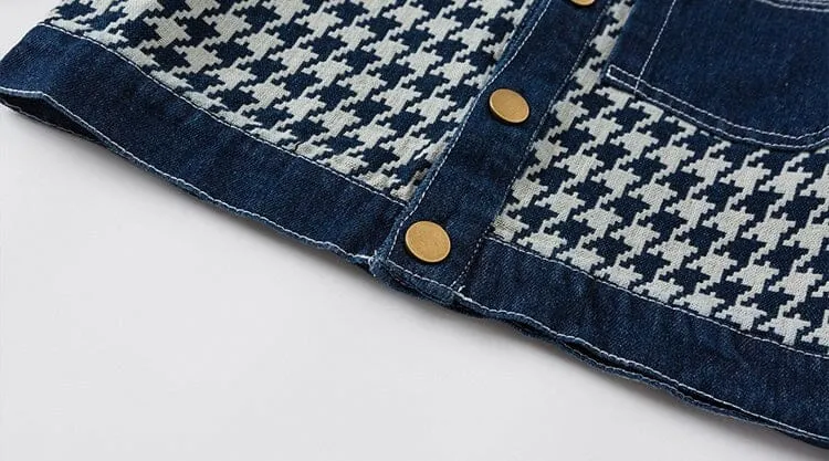 Houndstooth Quilted Casual Denim Jacket