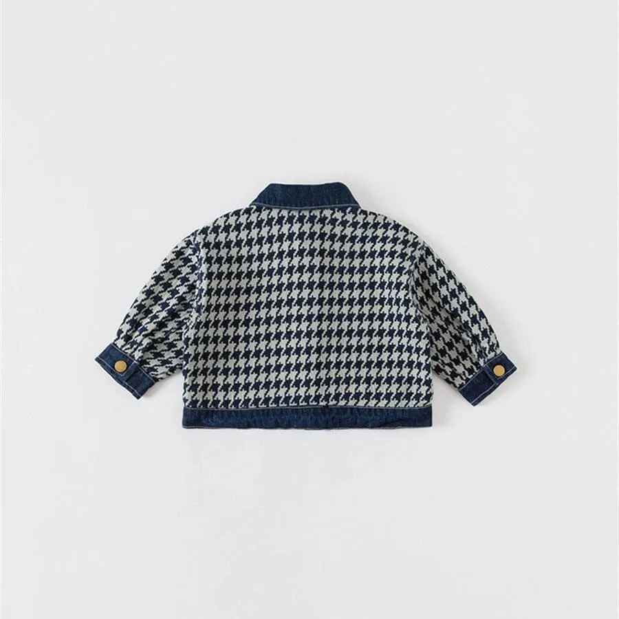Houndstooth Quilted Casual Denim Jacket