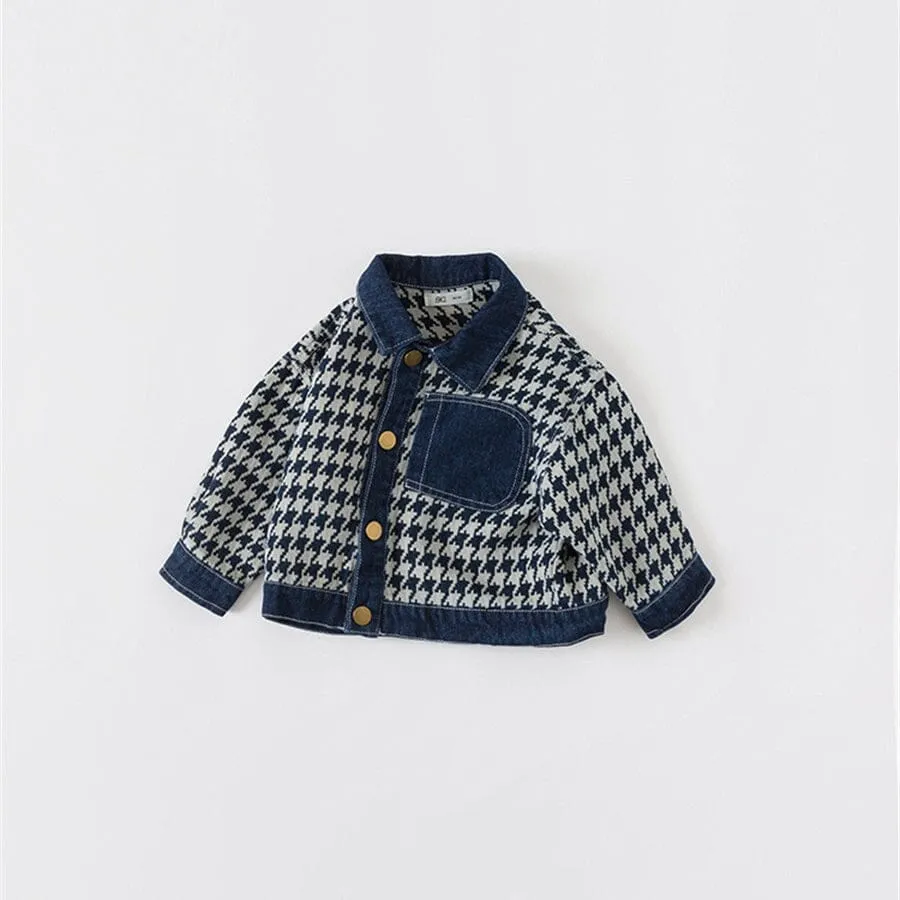 Houndstooth Quilted Casual Denim Jacket