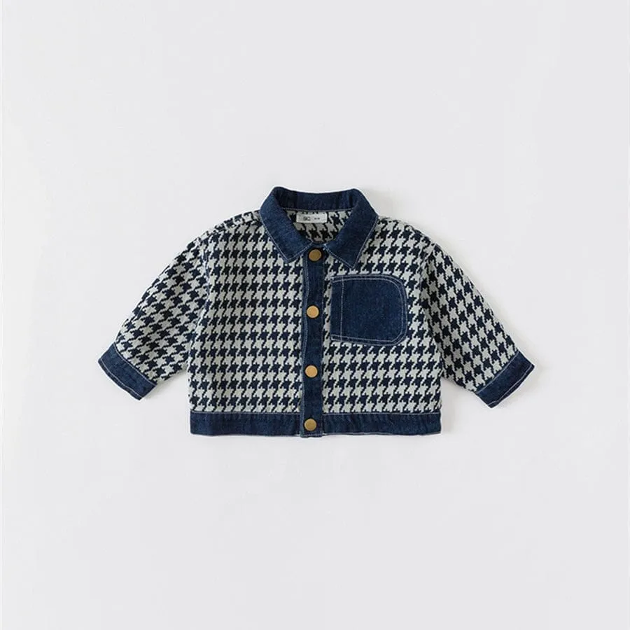 Houndstooth Quilted Casual Denim Jacket