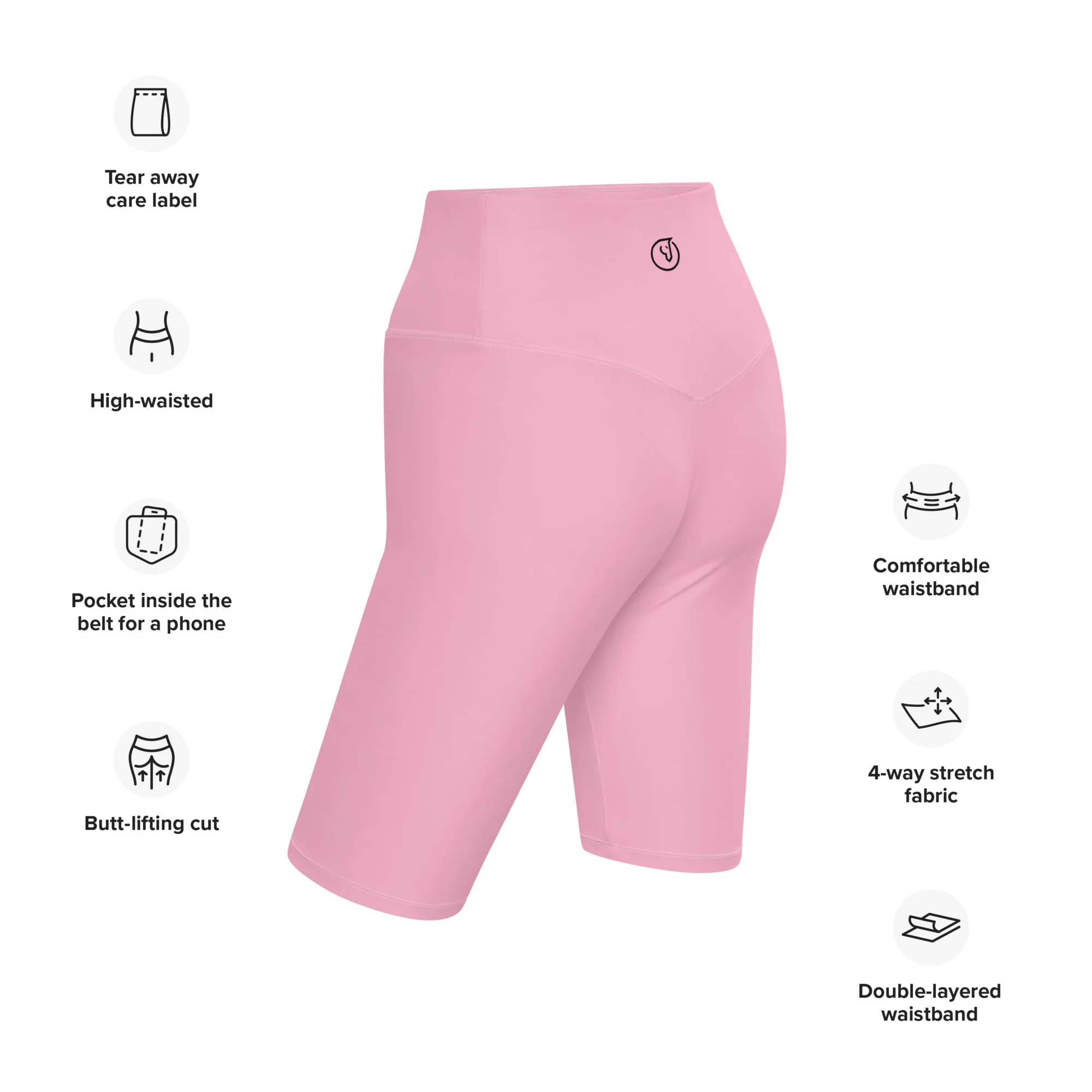 Humble Sportswear™ Blush Pink High Waist Shorts
