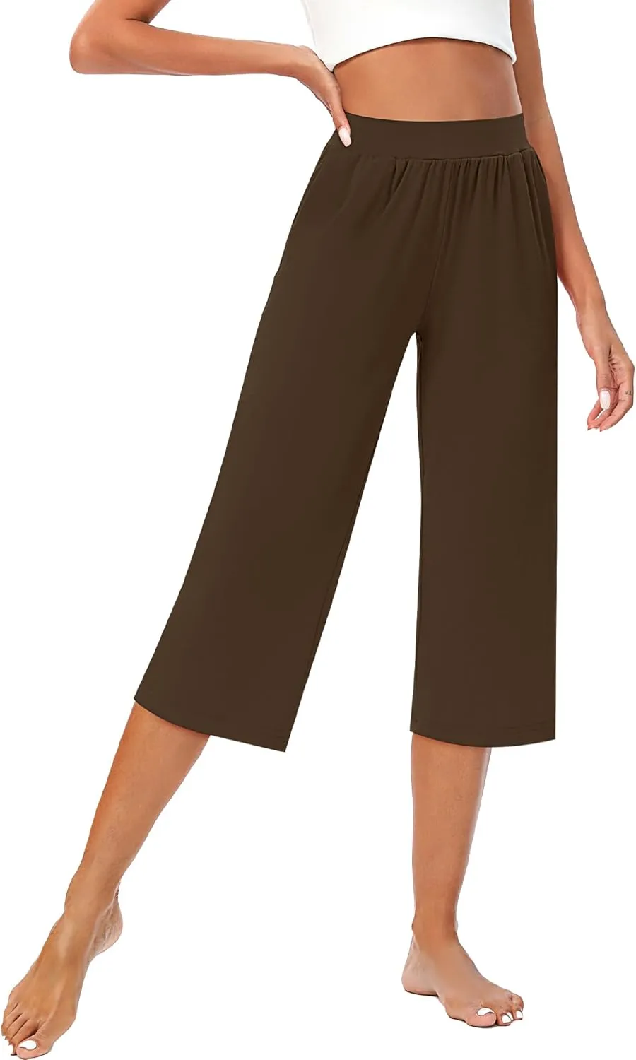 Huukeay 3 Pack Women's Capri Sweatpants, Cozy Wide Legs Cropped Capri with Pockets, Lounge Jogger Pants Workout Yoga Solid