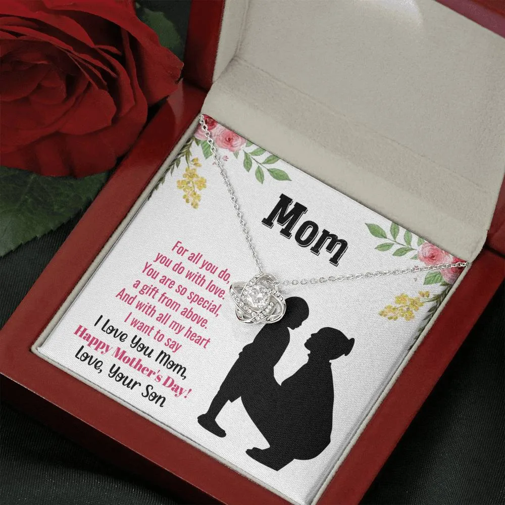 I Love You Mom Love Knot Necklace