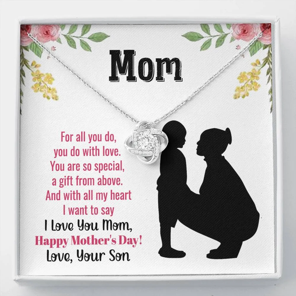 I Love You Mom Love Knot Necklace